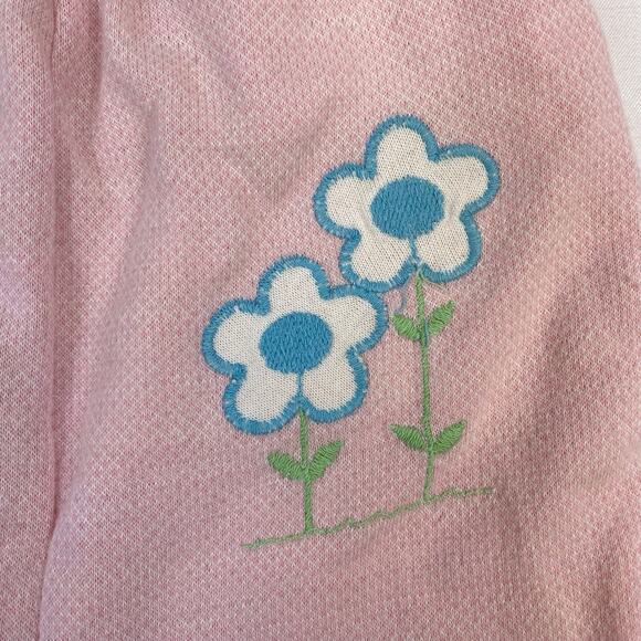 Vintage Health-Tex Baby Overalls Pink Floral Ruffle Applique Snaps Size 18 Month - Picture 2 of 10
